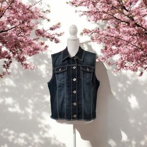 MAURICES WOMENS BLUE JEAN VEST SIZE 1 (XXL) METAL BUTTONS NWT